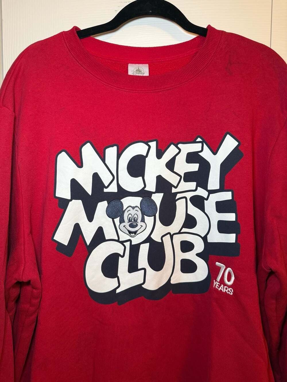 Disney Mickey Mouse Club 70th Anniversary Red Pullover Sweatshirt